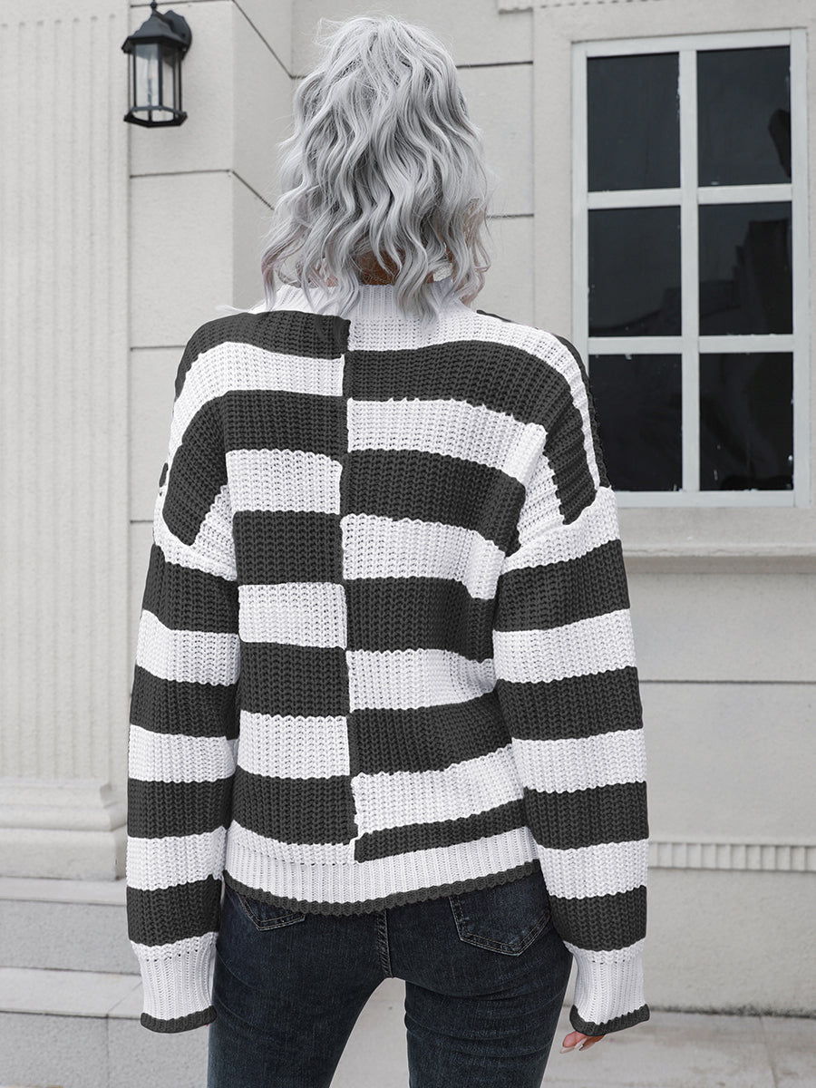 Two-Tone Dropped Shoulder Sweater