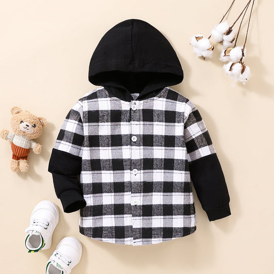 Plaid Button-Down Long Sleeve Hoodie