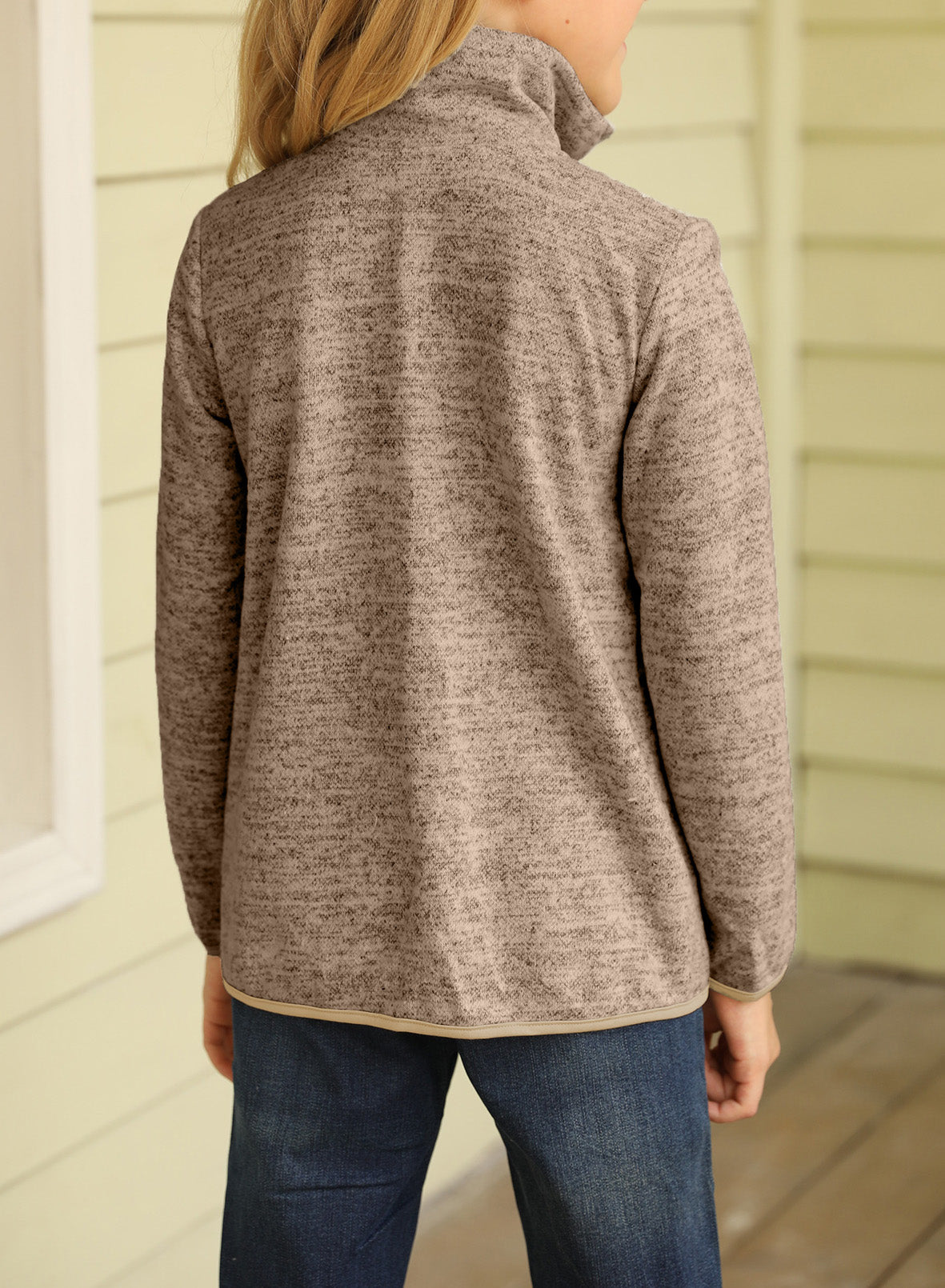 Kids Quarter-Zip Collar Sweatshirt with Kangaroo Pocket